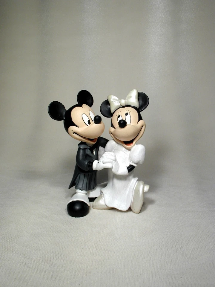 Disney Mickey Mouse Minnie Mouse Wedding Caketopper 4 inches tall Resin great - Image 1 of 1