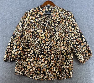 Alyx Blouse Faux Wrap Floral Print 3/4 Sleeves Tie Front Shirt Top XL Orange - Picture 1 of 9