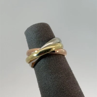 ⭐️Cartier 18K Trinity Tri-Tone Rolling Band 3 Bandas Anillo/Talla 4/¡HERMOSO! Foto 1 de 4