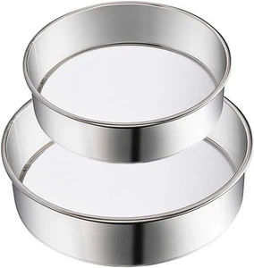 2 Pack Flour Sifter,Stainless Steel Fine Mesh Strainers Sieve,60 Silver - Picture 1 of 7