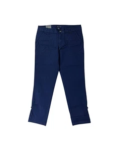 Tommy Hilfiger Navy Blue Cropped Chino Pants Roll Tab Mid Rise Size 6 - Picture 1 of 8