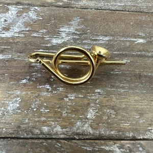 French Horn Tie Clip Gold Color - Picture 1 of 4