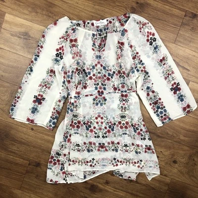 Jessica Simpson Maternity Women Sz M Sheer Multicolor Floral Print Blouse - Image 1 of 4