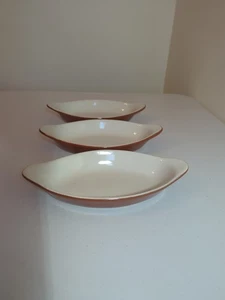  Lotto 3 Piatti da Forno Vintage HF Coors Ceramica Marrone Ovali Au Gratin  - Foto 1 di 5