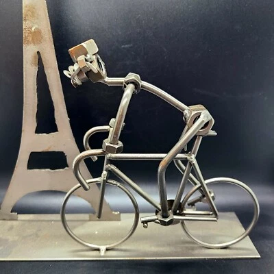Hinz & Kunst Estilo Tuercas Pernos Bicicleta Ciclista Arte Escultura París Torre Eiffel Foto 1 de 4