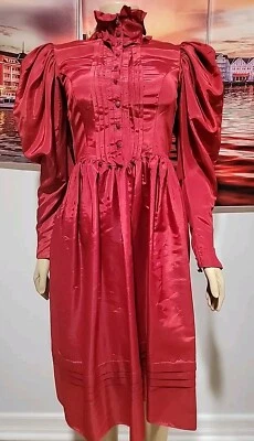 De colección. VESTIDO ROJO GUNNE SAX DE JESSICA MCCLINTOCK Talla 3 Junior Plisado Volantes #C Foto 1 de 4