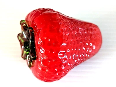 Vidrio artístico de frutas estilo Murano fresa roja vintage soplado a mano grande pesado Foto 1 de 4