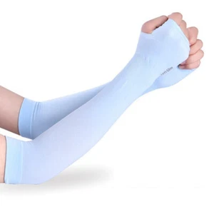 Ice Fabric Arm Sleeves For Summer Sports UV Protection Running Cycling Driving ∂ - Picture 1 of 19