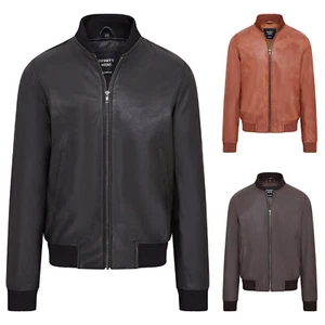 Men's Varsity Leather Bomber Jacket Casual 100% Soft Lamb Nappa MA-1 - Picture 1 of 26