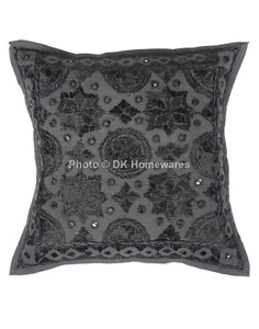 Indische Baumwolle Überwurf Kissenbezug verspiegelt 40x40 cm bestickt Kissenbezug Deko - Bild 1 von 5