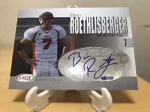 BEN ROETHLISBERGER ROOKIE AUTO 2004 SAGE AUTOGRAPHS SILVER /150 STEELERS MVP HOF - Picture 1 of 3