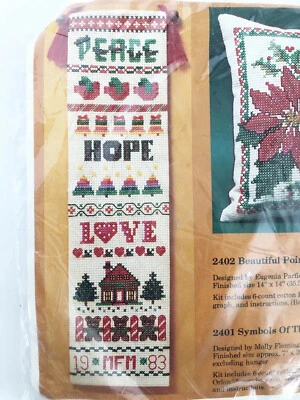 VINTAGE CHRISTMAS WALL HANGING CROSS STITCH KIT PEACE HOPE LOVE SAMPLER STYLE - Image 1 of 4