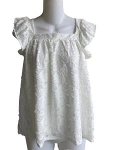 LC Lauren Conrad ärmelloses Rüschen-Top strukturiert gefüttert elfenbeinfarben Stoßzahn neu Damen Medium - Bild 1 von 3