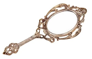 Specchio elegante a mano in ottone massiccio stile barocco vintage look antico specchio - Foto 1 di 3