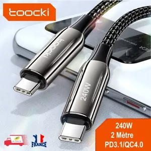 Câble USB C vers Type C 240W Charge Rapide PD 3.1 Transfert de Données 2M Toocki - Photo 1/8
