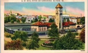 MT. ROYAL STATION Baltimore, Maryland MD RAILROAD - Postal - Imagen 1 de 2