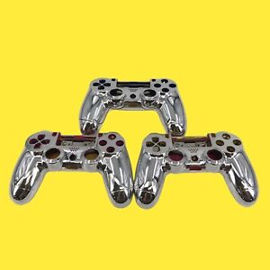 Lot of 3 Sony PS4 Controller Silver Chrome Housing Shell Cover #2752 z63 b593
