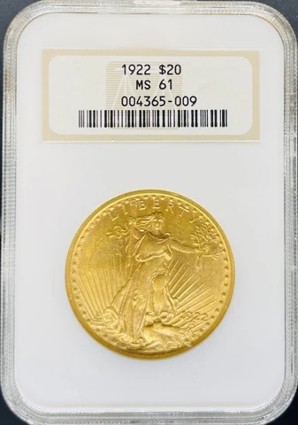 1922 $20 St Gaudens MS61 NGC (#PA4365009) Cover