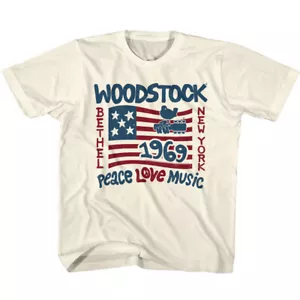 Camiseta Woodstock 1969 Bethel Nueva York Peace Love Juvenil Mercancía de Música Rock y Soul - Imagen 1 de 3