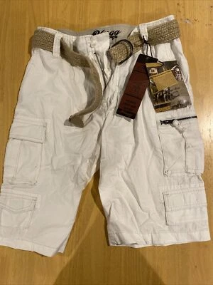 Shorts masculinos Plugg tamanho 29 cinza carga branco - Imagem 1 de 4