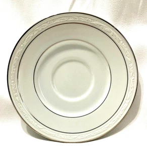 Noritake Stoneleigh White Scapes Saucer 4062 White China Silver Trim - Picture 1 of 6