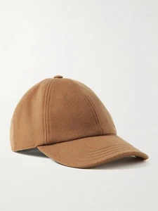 BERLUTI PARIS Embroidered Leather-Trimmed Wool-Blend Felt Baseball Cap Beige M - Picture 1 of 4