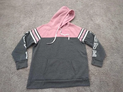 Sudadera con Capucha Bobbie Brooks Para Mujer 2X Rosa Gris Color Block Pullover Talla Grande LOVE Foto 1 de 4