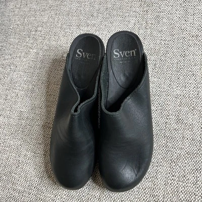 Zuecos Sven Mujer 39 Tacón Madera Color Negro Sin Cordones Mules Talla 39 Foto 1 de 4