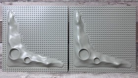 Vintage LEGO Two Crater Base Plates 32x32 6970 / 6971 / 453 / 305
