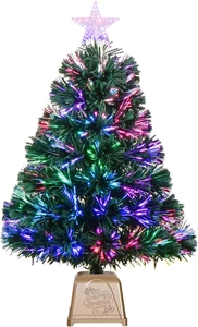 24Inch Green Fiber Optic Christmas Tree,Pre-Lit Artificial Mini Christmas Tree,  - Picture 1 of 12