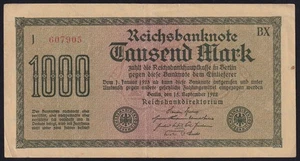 Germany 1000 Mark 1922 Vintage Old Paper Money Banknote Currency Pick 76b VF - Picture 1 of 2