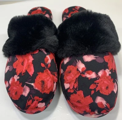 Zapatillas sin cordones Victoria's Secret rojas florales negras talla grande 9-10 piel sintética  Foto 1 de 4