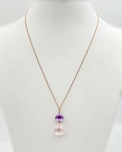 Collier Or Rose 18k 2.15grs Amethyste 42 cm - Bijoux occasion - Imagen 1 de 2