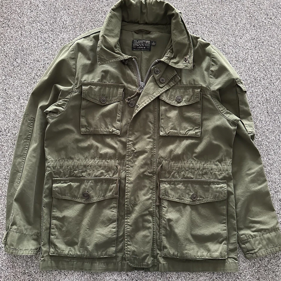 J. Crew NX-631 M65 Military Mechanic Field Jacket Mens L Hooded Olive Moss - Image 1 of 4