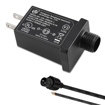 Replacement 12V 1A LED Transformer with Extension Cord, UL Listed Class 2 Pow... - Image 1 of 4