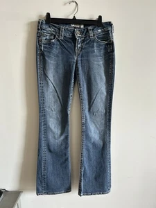 1921 Damen Jeans Distressed Boot Cut Wide Leg 30/32 Denim Blau Vintage - Bild 1 von 16