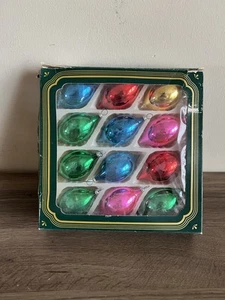 12 Vintage Glass Ornaments in box made in Colombia 2.5" tear drops Kurt Adler - Picture 1 of 16