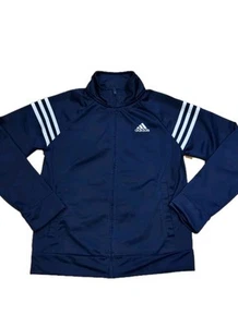 Adidas Track Jacket Youth 10-12 Full Zip Athletic Wear Sweater Navy White EUC - Picture 1 of 8