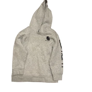 Carhartt Youth Hoodie Small 8/10 Gray Logo Sweatshirt Pullover Fleece NEW - Picture 1 of 2