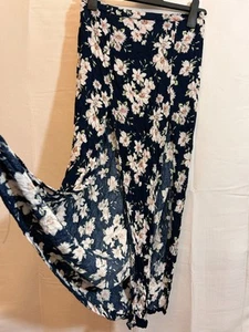 Forever 21 Maxi Skirt Size 10 Blue White Boho Floral Hippie Gypsy Peasant Work - Picture 1 of 12