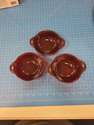 Vintage Indiana Glass Tiara Sandwich Ruby Red Bowls Set 3 Serving Dishes - Image 1 of 4