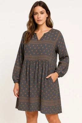 Vestido Tea N Rose L Boho Estampado Óxido Mangas Largas Bolsillos Hecho en EE. UU. Informal Foto 1 de 4