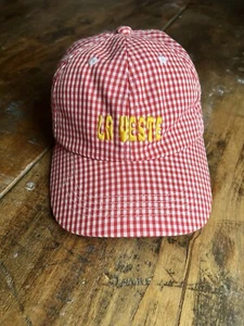 La Veste Red Check Cap Baseball Hat White Gingham Cottom Embroidered Logo - Picture 1 of 7