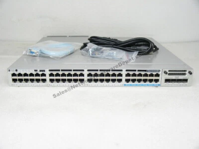 Cisco WS-C3850-12X48U-E 48-Port UPOE, 12-Port MGIG w/ C3850-NM-4-10G, Dual AC - Image 1 of 3
