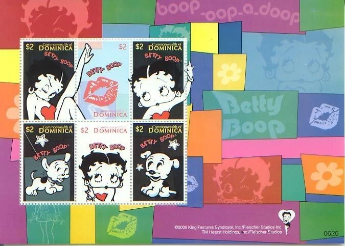 BETTY BOOP BOOP-A-DOOP s/s 4 sellos; dibujos animados; MNH; Dominica Foto 1 de 1