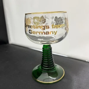 VTG Luminarc Green Rib Beehive Gold Grapevine Glass(es) GREETINGS FROM GERMANY - Picture 1 of 4