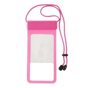 Waterproof Phone Pouch with Adjustable Lanyard, Pink - Picture 1 of 5