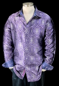 Robert Graham Sovereignty Nuevo con Etiquetas $598 Seda Púrpura Iridiscente Edición Limitada Mediano - Imagen 1 de 12