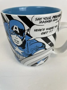 Marvel Captain America Jumbo Mug Comic Book Cup Blue / White Disney Store - Picture 1 of 7