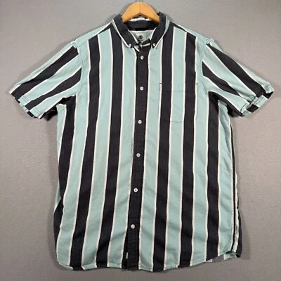 Element Button Up Shirt Mens XL Shorts Sleeve Casual Collar Polo Icon Stripes - Image 1 of 4